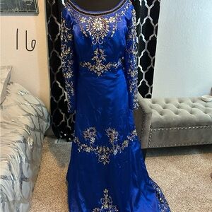 Elegant Blue Embellished Gown